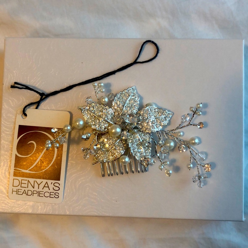 Beautiful silver comb headpiece for wedding or prom
